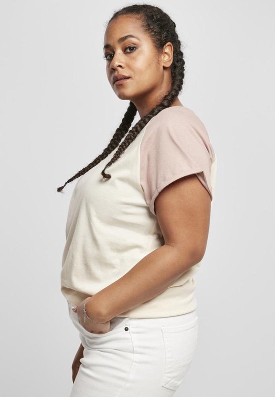 Urban Classics Tshirt Femme -2XL- Contraste Raglan Crème/Rose