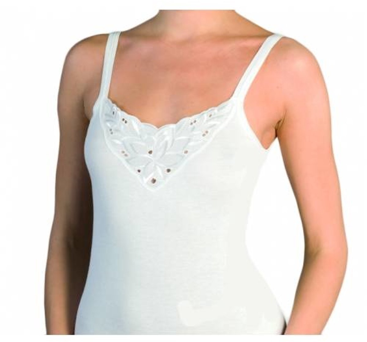 Dames hemd smal bandje 420 - katoenen Vrouwen singlet spaghetti bandjes - 42 - Wit