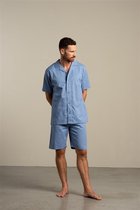 Eskimo heren shortama katoen doorknoop - Pale  - XXL   - Blauw