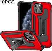 10 PCS Knight Jazz PC + TPU schokbestendige beschermhoes met opvouwbare houder voor iPhone 11 Pro Max (rood)