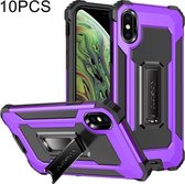 10 PCS Knight Jazz PC + TPU schokbestendige beschermhoes met opvouwbare houder voor iPhone XS Max (paars)