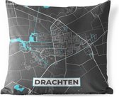 Sierkussen Buiten - Plattegrond - Drachten - Grijs - Blauw - 60x60 cm - Weerbestendig - Stadskaart