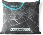 Sierkussen Buiten - Plattegrond - Culemborg - Grijs - Blauw - 60x60 cm - Weerbestendig - Stadskaart