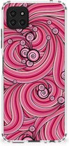 Anti Shock Case Geschikt voor Samsung Galaxy A22 5G Telefoonhoesje met doorzichtige rand Swirl Pink