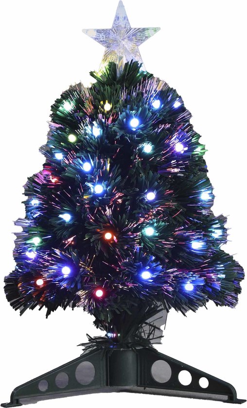 2x stuks fiber optic kerstbomen/kunst kerstbomen met gekleurde lampjes 45  cm -... | bol.com