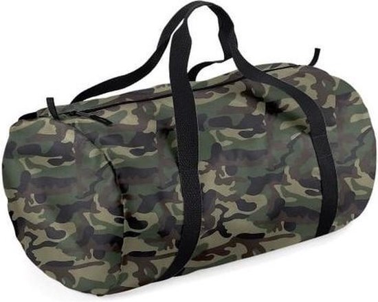 2x pièces sac de sport rond en polyester vert camouflage / sac week-end 32  litres -... | bol.com