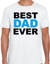 Best dad ever - t-shirt wit voor heren - papa kado shirt / vaderdag cadeau S