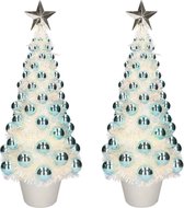 2x stuks complete kunstkerstbomen met lichtjes en ballen blauw - Kerstversiering - Kerstbomen - Kerstaccessoires - Kerstverlichting