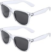 Set van 8x stuks transparante retro model zonnebril UV400 bescherming dames/heren - Party zonnebrillen