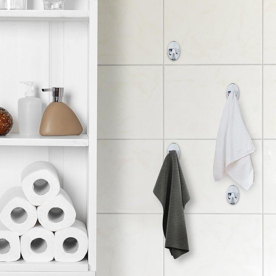 Handdoek Haakjes Zwart - Zelfklevend - Hoogwaardig Materiaal - 4 Stuks