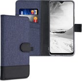 kwmobile telefoonhoesje voor Samsung Galaxy A12 - Hoesje met pasjeshouder in donkerblauw / zwart - Case met portemonnee