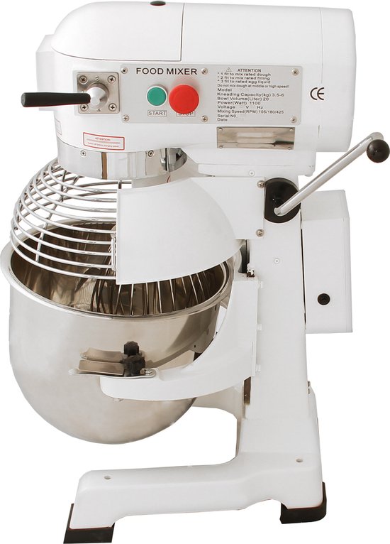 Commerciële Voedsel Mixer / Spiraalmixer - 20 Liter - 3 Versnellingen - 3 Opzetstukken - GRATIS Deeg Schraper. - Maximaal gewicht: 3 kg/Mix van MonsterShop — afbeelding 3