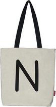 Stevige Boodschappentas Naturel , letter N