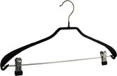 De Kledinghanger Gigant - 5 x Mantel / kostuumhanger metaal met anti-slip knijpers, schouderverbreding en zwarte anti-slip coating, 46 cm