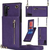 Voor Samsung Galaxy Note10 Cross-body Rits Vierkante TPU + PU Achterkant Case met Houder & Kaartsleuven & Portemonnee & Riem (Paars)