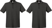 2-Pack maat 3XL grote maat donkergrijs polo shirt premium van katoen voor heren 3XL - Polo t-shirts voor heren