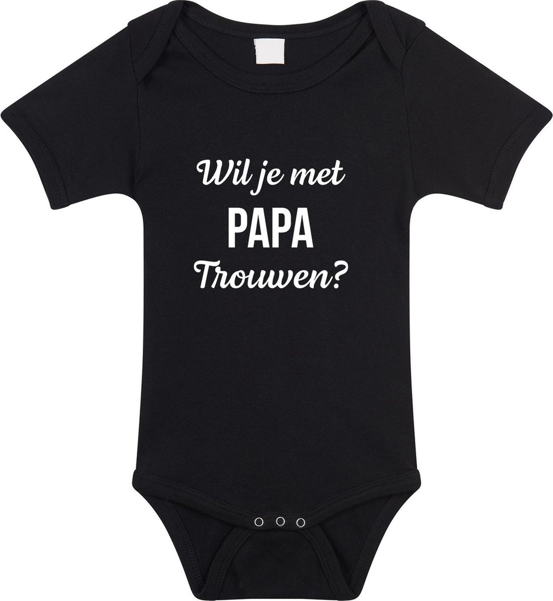 Wil je met papa trouwen huwelijksaanzoek tekst baby rompertje zwart jongens en meisjes - huwelijksaanzoek / cadeau romper 80