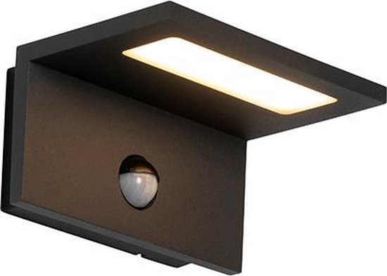 QAZQA harvey - Moderne LED Wandlamp met Bewegingsmelder | Bewegingssensor | sensor voor buiten - 1 lichts - D 13.4 cm - Donkergrijs - Buitenverlichting