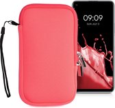 kwmobile telefoontasje universeel geschikt voor L - 6,5" smartphones - 16,5 x 8,9 cm - Hoesje met rits en polslusje -In neon koraal -