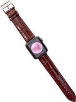 Apple Watch 42/44MM Leren Bandje - Horloge Bandje - Gesp Sluiting- Polsband - Kunstleer - Apple Watch 1 / 2 / 3 / 4 / 5 / 6 / SE - Donkerbruin