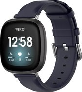 Bandje geschikt voor Fitbit Versa 3 - Maat L - Horlogebandje - Polsband - Kunstleer - Donkerblauw