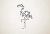 Line Art - Flamingo 1 - M - 90x56cm - Wit - geometrische wanddecoratie
