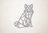 Line Art - Wolf 10 - XS - 30x25cm - EssenhoutWit - geometrische wanddecoratie