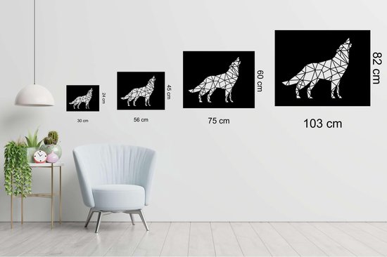 Line Art - Wolf square 4 - L - 82x103cm - décoration murale géométrique