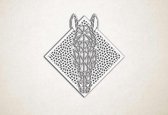 Line Art - Paard 2 met achtergrond - M - 62x60cm - Wit - geometrische wanddecoratie