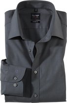 OLYMP Level 5 body fit overhemd - mouwlengte 7 - antraciet grijs - Strijkvriendelijk - Boordmaat: 42