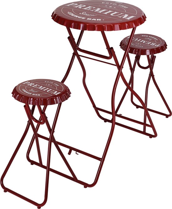 Bartafel met 2 stoelen - rood