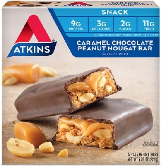 Atkins Snack Bar Caramel Chocolate Peanut Nougat Doos 5 x