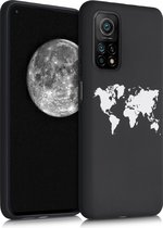 kwmobile telefoonhoesje compatibel met Xiaomi Mi 10T / Mi 10T Pro - Hoesje voor smartphone in wit / zwart - Wereldkaart design