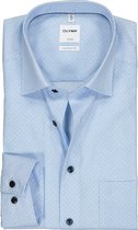 OLYMP Luxor comfort fit overhemd - mouwlengte 7 - lichtblauw met wit stipje - Strijkvrij - Boordmaat: 43