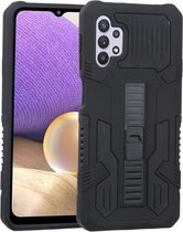 Voor Samsung Galaxy A32 5G Vanguard Warrior All Inclusive Dubbele kleur Schokbestendig TPU + PC Beschermhoes met Houder (Rock Black)
