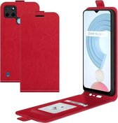 Voor OPPO Realme C21Y R64 Textuur Enkele Verticale Flip Lederen Beschermhoes met Kaartsleuven & Fotolijst (Rood)