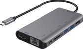 Deltaco USBC-HDMI19 USB-C naar HDMI adapter - DisplayPort, USB, RJ45, SD - 3840x2160 30 Hz - Spacegray