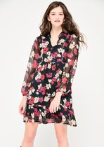 LOLALIZA Halflange jurk met bloemen en lurex - Rood - Maat 46