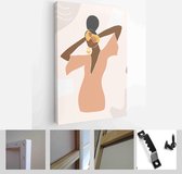 Set of abstract female shapes and silhouettes in retro summer background - Modern Art Canvas - Vertical - 1637250922 - 40-30 Vertical