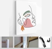Modern abstract faces with abstract shapes. Minimalism concept. Line art drawing style - Modern Art Canvas - Vertical - 1772607047 - 50*40 Vertical