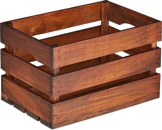 Relaxdays fruitkist hout- houten kist - veilingkist - opbergkist hout -  transport krat