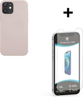 ShieldCase Pantone siliconen hoesje geschikt voor Apple iPhone 12 / 12 Pro - beige + glazen Screen Protector