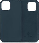 Coverzs Luxe Liquid Silicone case geschikt voor Apple iPhone 12 Pro Max - donkerblauw + glazen Screen Protector