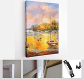 Itsallcanvas - Schilderij - Oil Painting Harbor View. Venice. Italy Art Vertical Vertical - Multicolor - 40 X 30 Cm