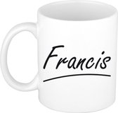 Francis naam cadeau mok / beker sierlijke letters - Cadeau collega/ moederdag/ verjaardag of persoonlijke voornaam mok werknemers