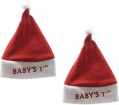 Set van 2x stuks baby kerstmuts Babys 1ste kerst  - kerstmutsen