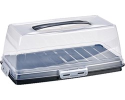 foto van Dunya Lock & Fresh Langwerpige Taartdoos – Taart- en Cake Bewaardoos 36,5 cm – Met Handvat & Vergrendeling – BPA-vrij – Vershouddoos & Taartplateau in Één