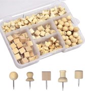 Punaises - Zinaps 180 Stuks Push Pins Houten Pins Kaart Nail Duim Tacks Houten Push Pins Pin Board Pins With Steel Tip Tekening Pins voor Board World Map Cork Board (WK 02131)