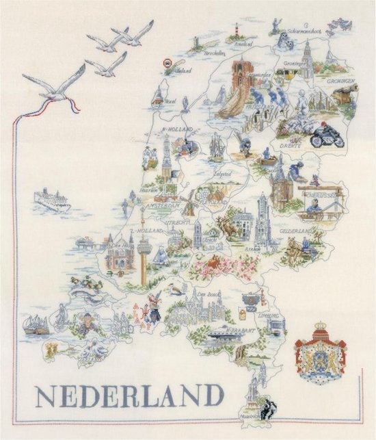 Wees tevreden bouwer Kalmerend Kaart van Nederland borduren (pakket) | bol.com