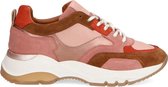 Manfield - Dames - Roze dad sneakers met cognac details - Maat 42